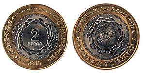 moneda dos pesos Bicentenario Moneda de dos pesos, conmemorativa Bicentenario