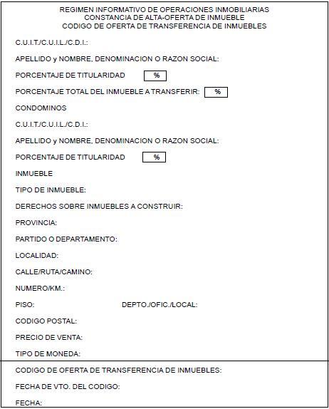 CONSTANCIA DEL “CODIGO DE OFERTA DE TRANSFERENCIA DE INMUEBLES”